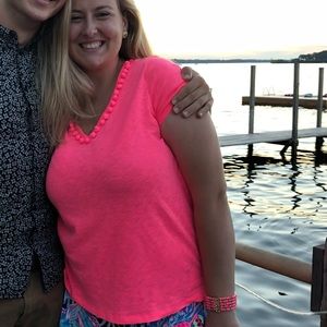 Lilly Pulitzer Pom Pom T-shirt neon pink size L